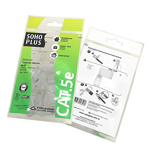 ルート10 CONECTOR RJ45 CAT.5E MACHO - PACOTE COM 10 - FURUKAWA SOHO